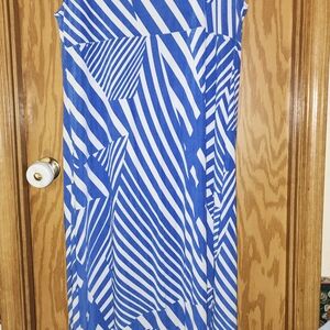 Blue and White Striped Maxi Dress